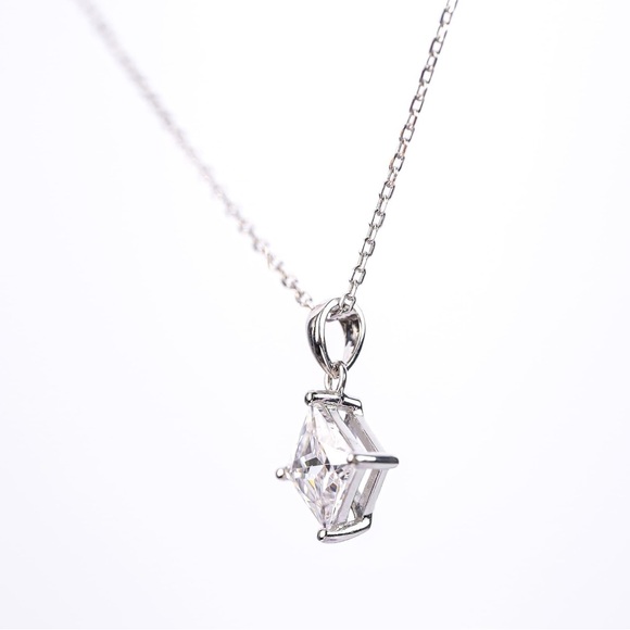 Certified Princess Cut Moissanite Diamond Necklace 2CT - Picture 9 of 12